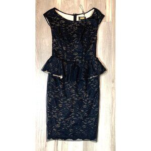 Alexia Admor Black Lace Peplum Sheath Dress Size M